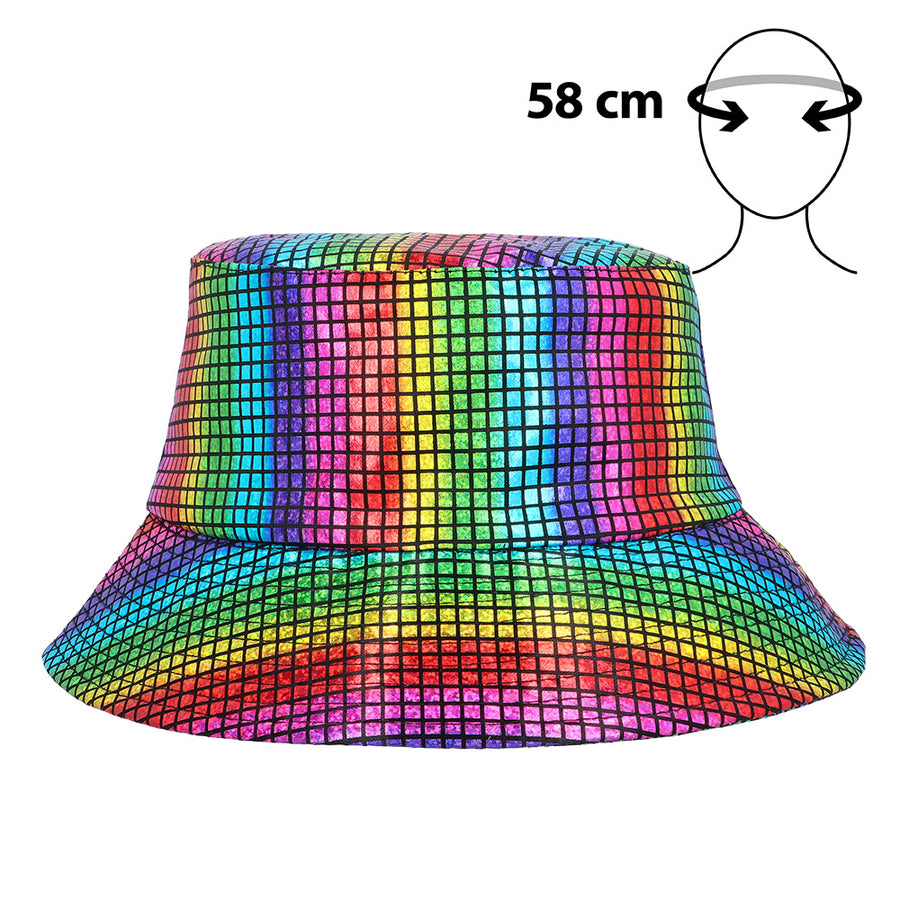 Boland bucket hat Disco diamond regenboog