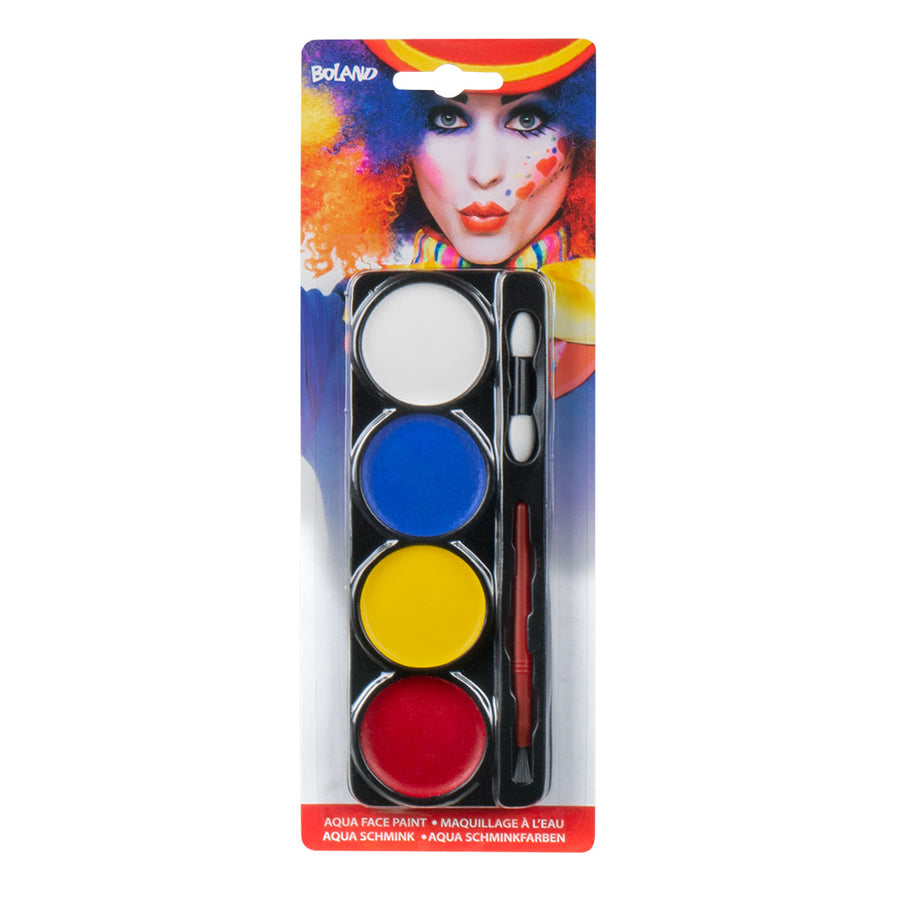 Boland set schmink palet Clown (4 potjes, applicator en penseel)