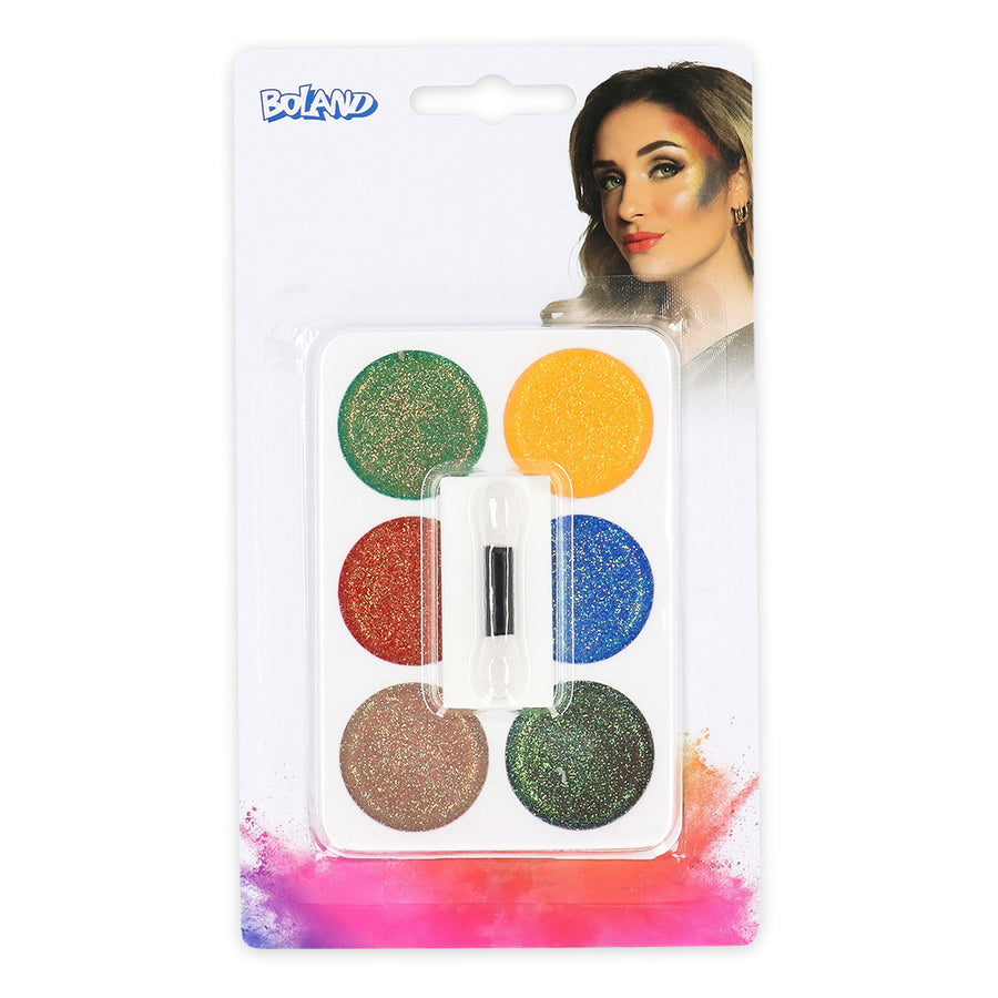 Boland schmink palette Glitter (glitter schmink, sponsje, dubbele applicator)