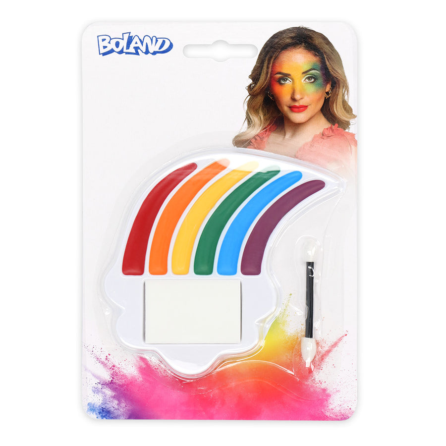 Boland schmink palet Regenboog (vetschmink, spons, dubbele applicator)