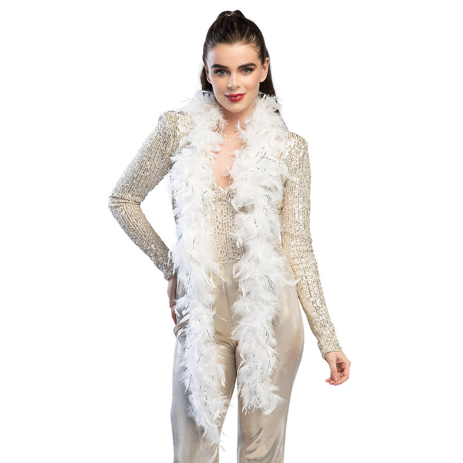 Boland verenboa 50 g Glamour wit met zilveren tinsel (180 cm)