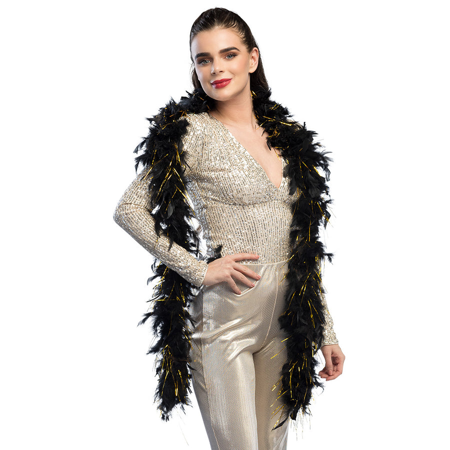 Boland verenboa 50 g Glamour zwart met gouden tinsel (180 cm)