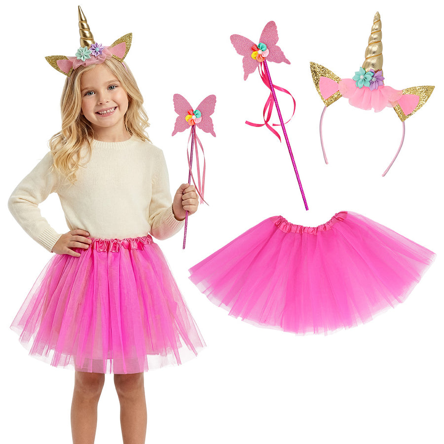 Boland set Eenhoorn Fairylight (diadeem, toverstaf en tutu)