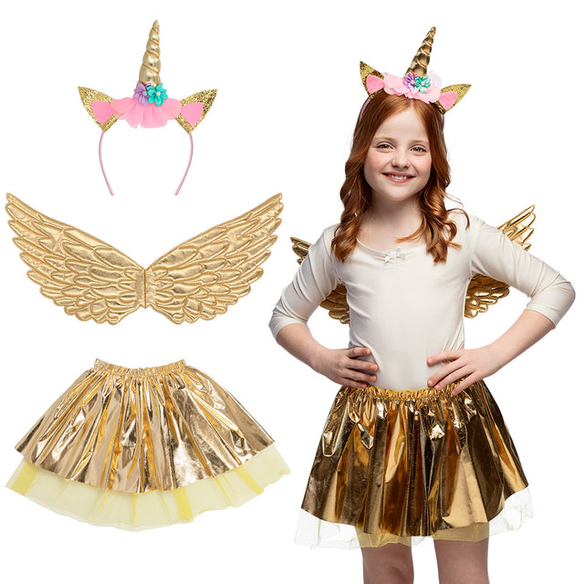 Boland set Eenhoorn engel (diadeem, vleugels en tutu)