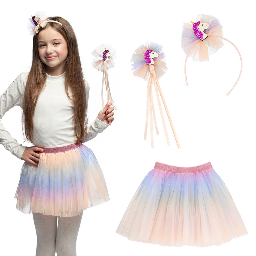 Boland set Eenhoorn pastel (diadeem, tutu en stafje)