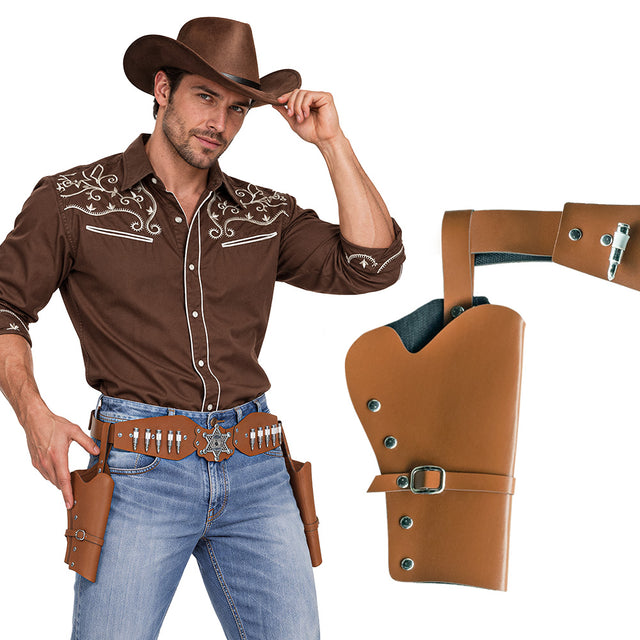 Boland cowboyholster dubbel Sheriff bruin (125 cm)