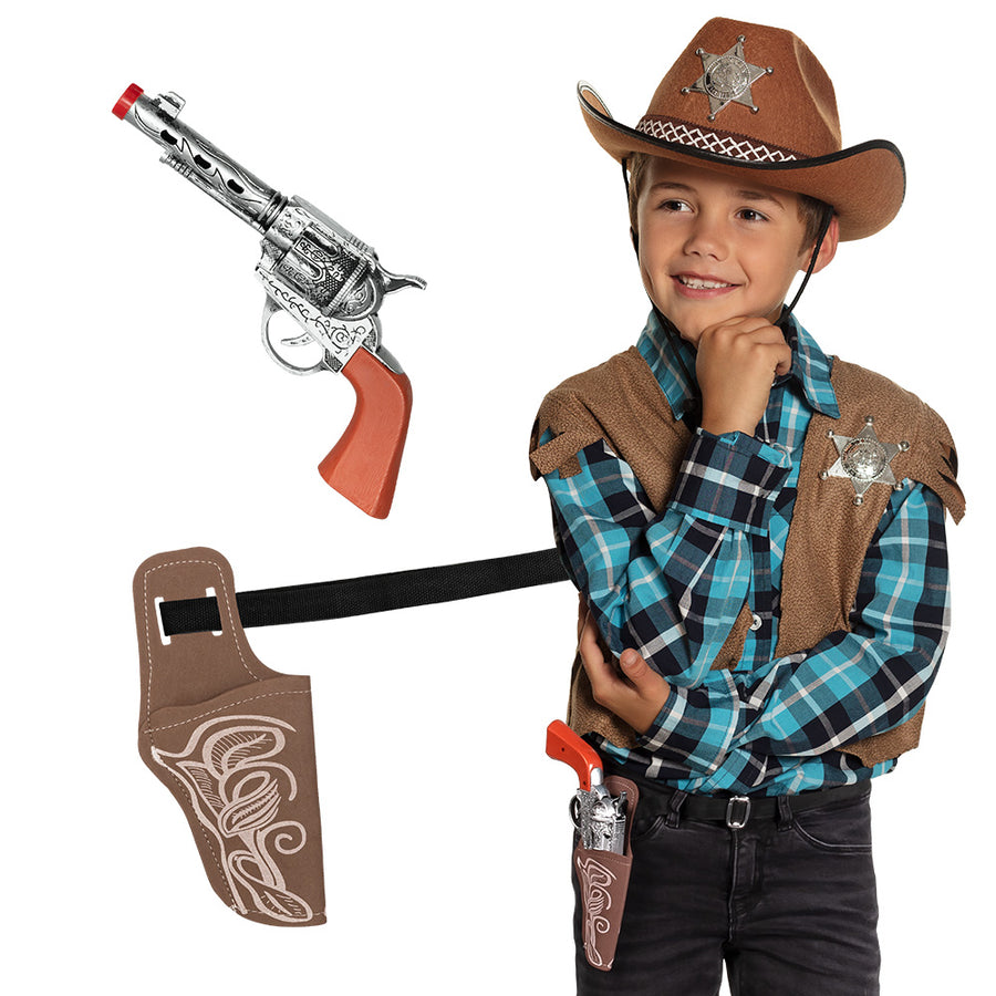 Boland set Cowboy kind (speelgoed pistool 23 cm, riem 100 cm en holster)