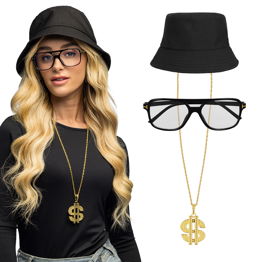 Boland set Rapper (bucket hat, partybril en ketting)