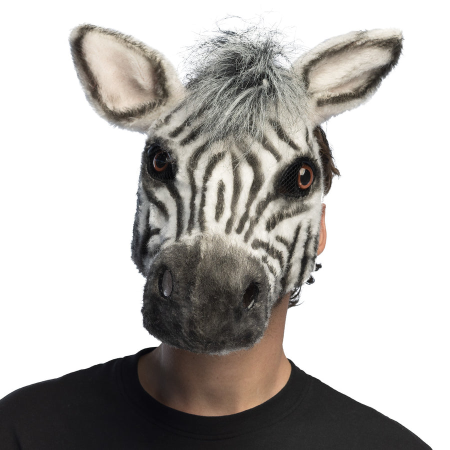 Boland pluchen halfmasker Zebra