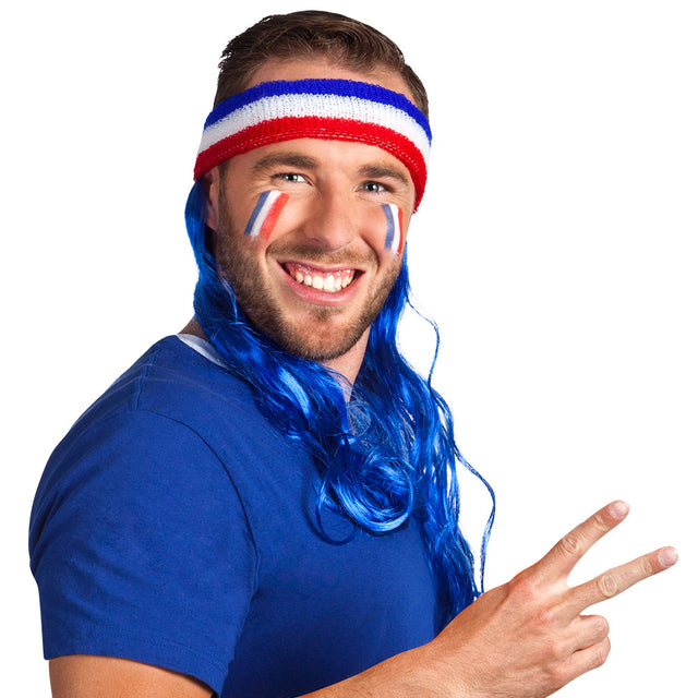 Boland hoofdband Frankrijk met blauw haar