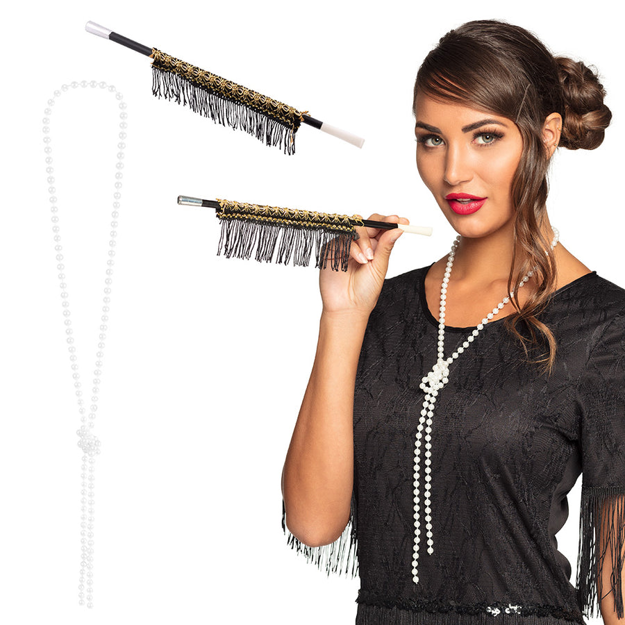 Boland set Jaren twintig (ketting en sigarettenhouder 31 cm)