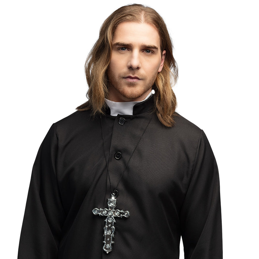 Boland ketting Priester kruis zilver