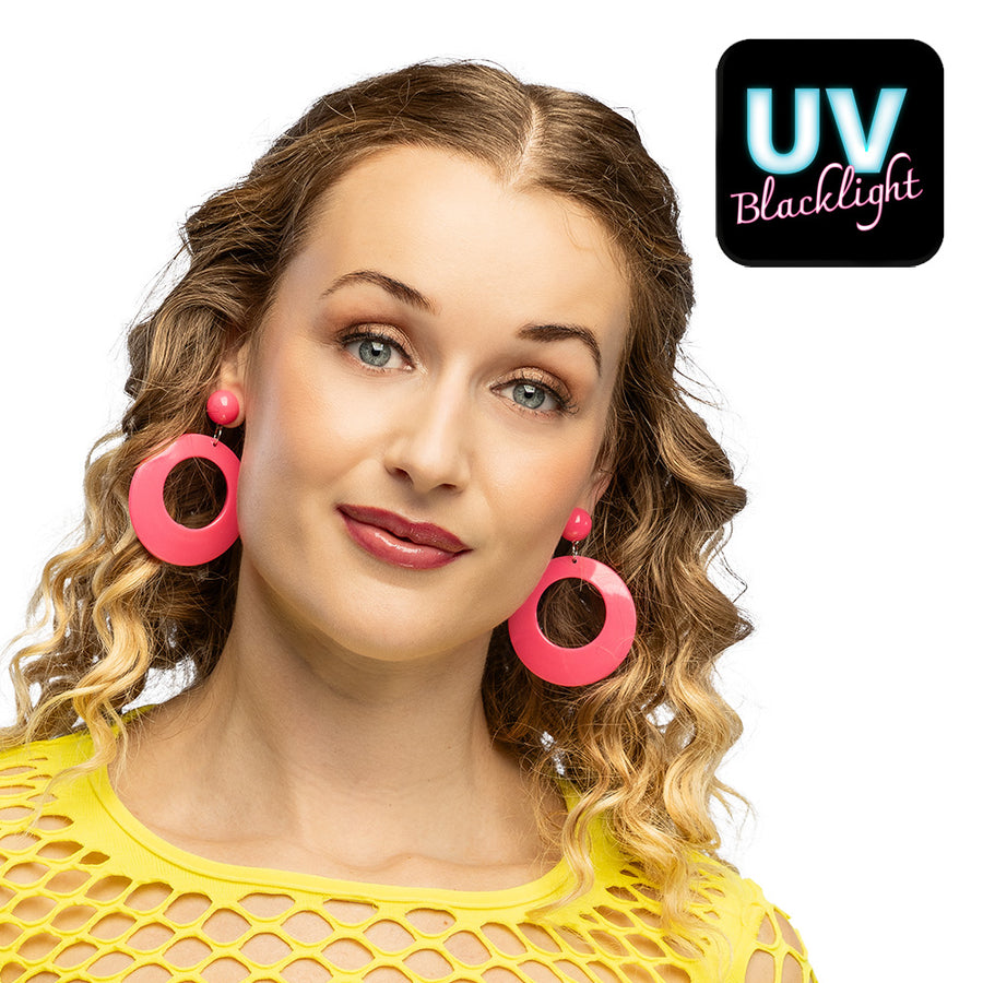 Boland paar oorbellen Retro neonroze