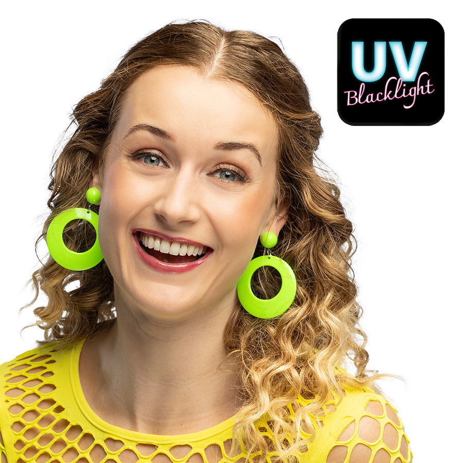 Boland paar oorbellen Retro neongroen UV