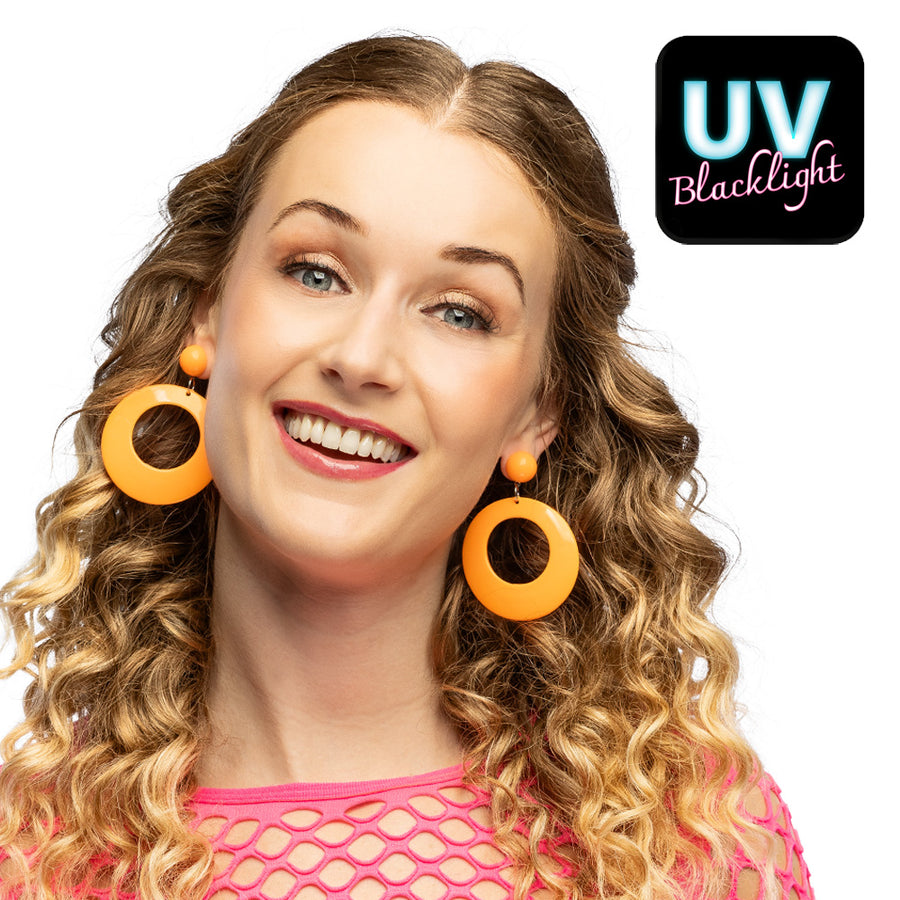 Boland paar oorbellen Retro neonoranje