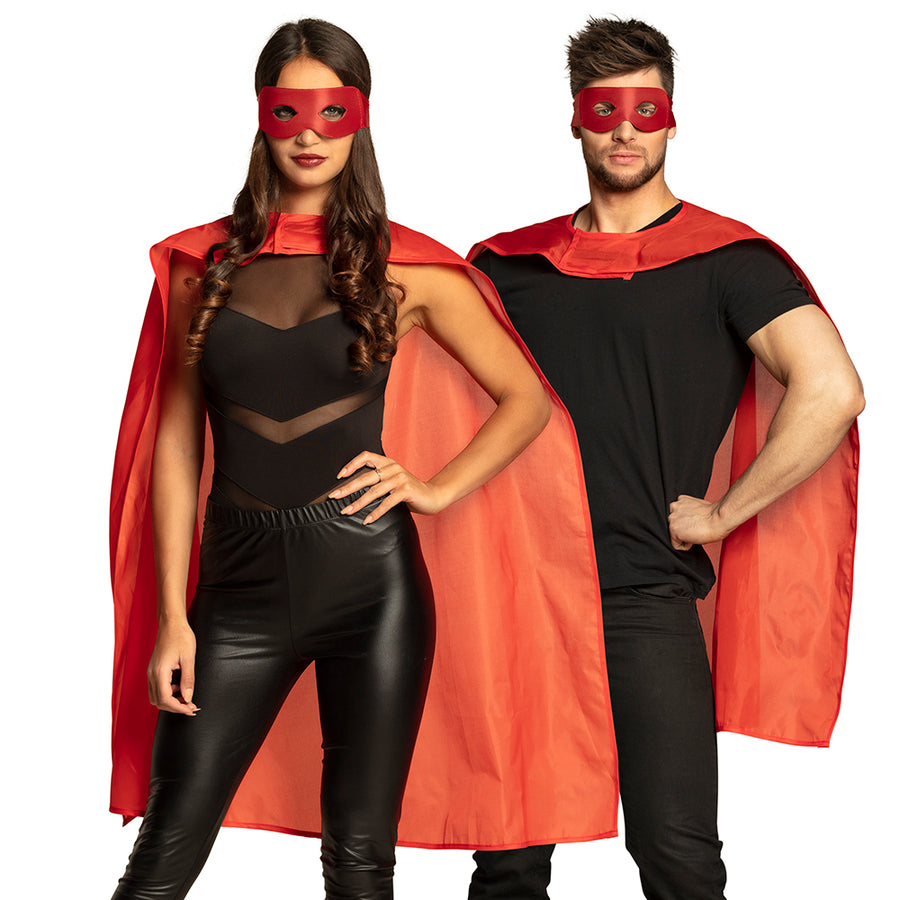 Boland set Hero rood (oogmasker en cape 90 cm)