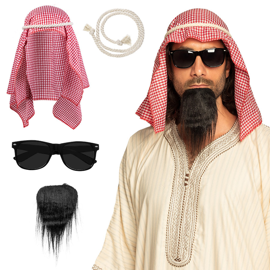 Boland set Sjeik (hoofddoek, koord, partybril en sik)