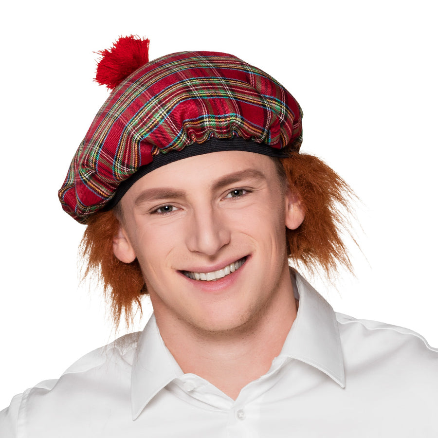 Boland baret Mr Tartan rood met haar