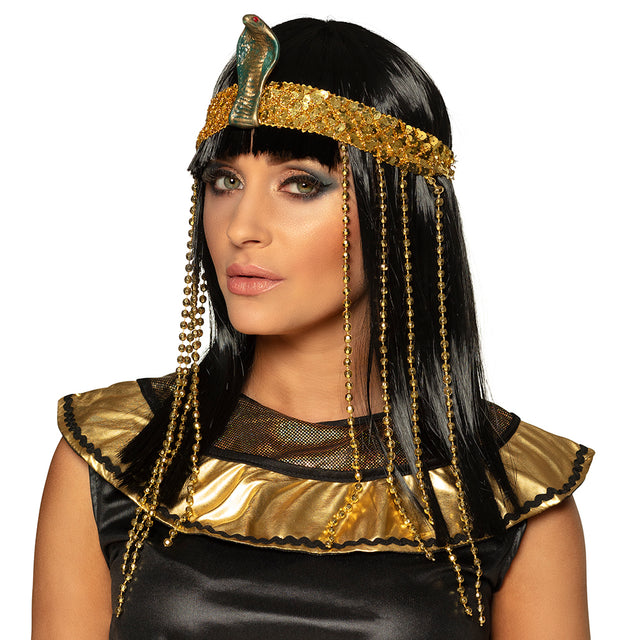 Boland pruik Egyptische koningin met hoofdband