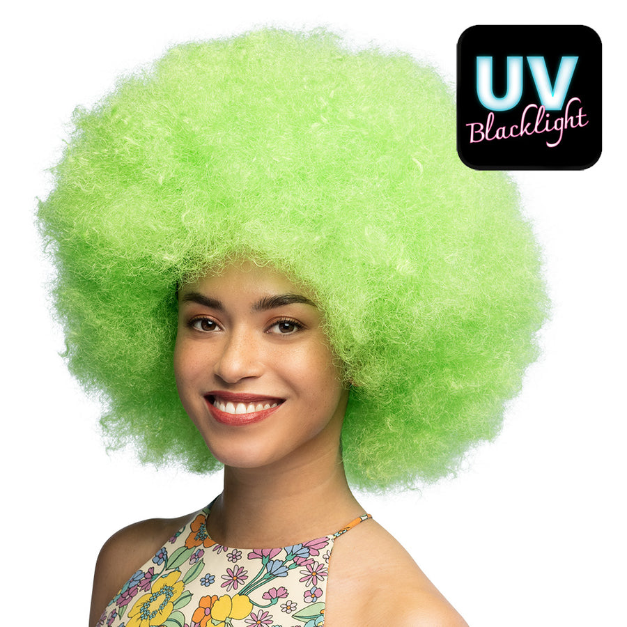 Boland pruik Sugar neongroen UV