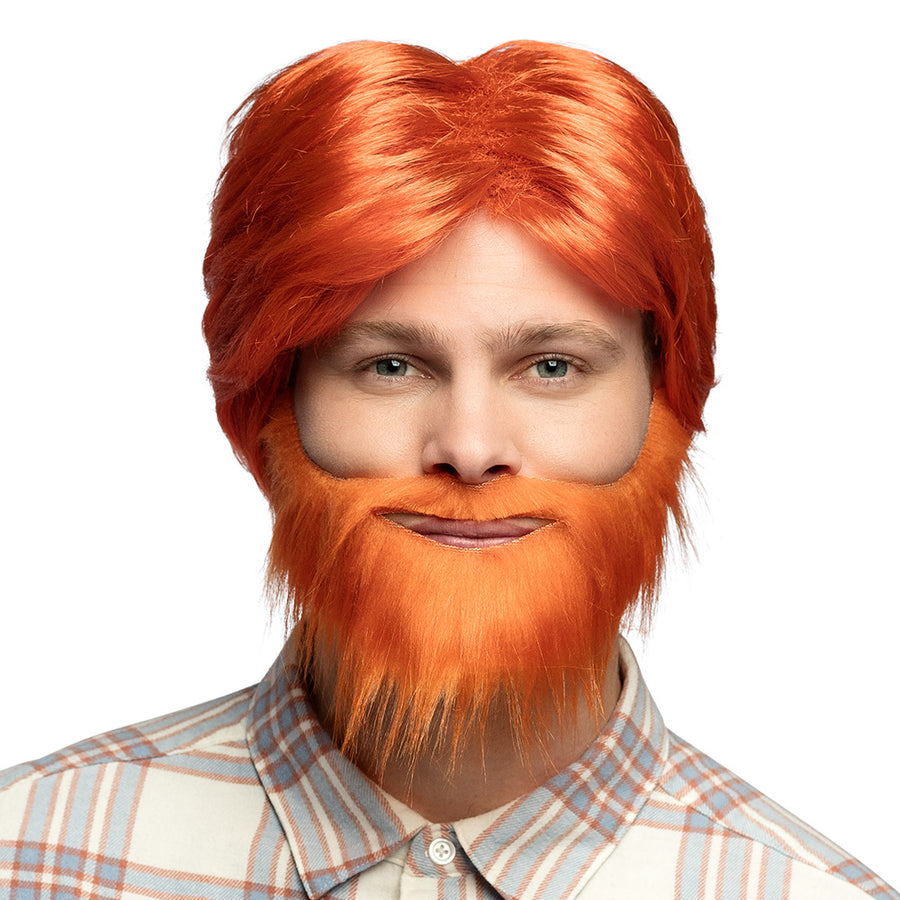 Boland pruik Dude oranje met baard