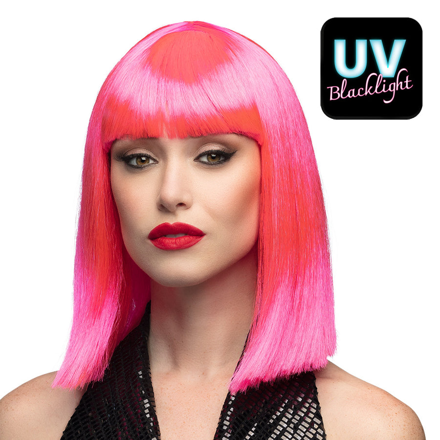 Boland pruik Dance neonroze UV