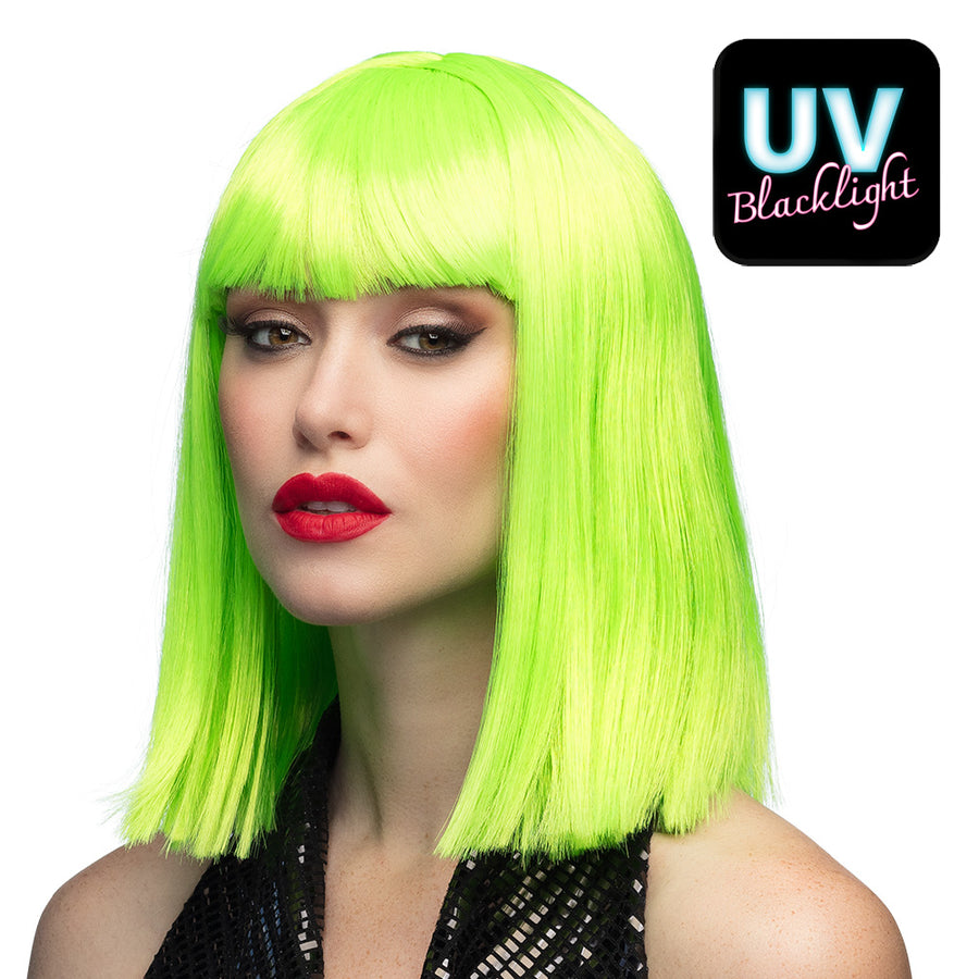 Boland pruik Dance neongroen UV
