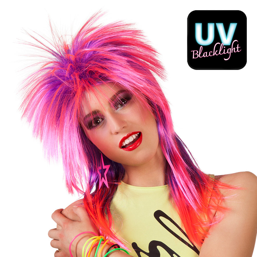 Boland pruik Kimberley knalroze/paars UV