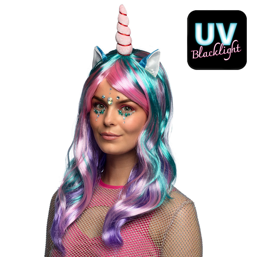 Boland pruik Eenhoorn Daydream UV