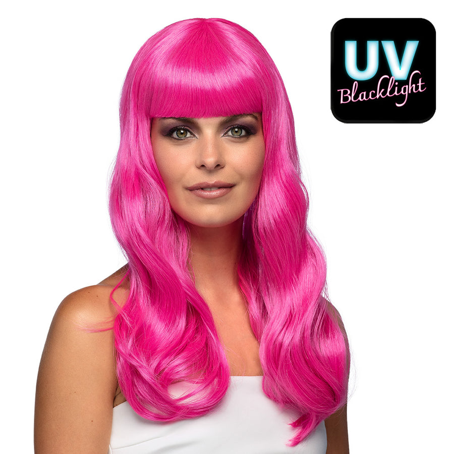 Boland pruik Chique roze UV