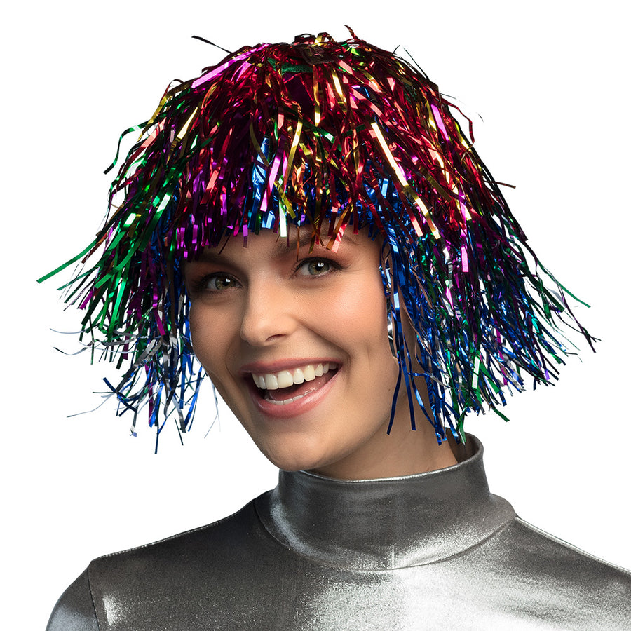 Boland pruik Metallic veelkleurig
