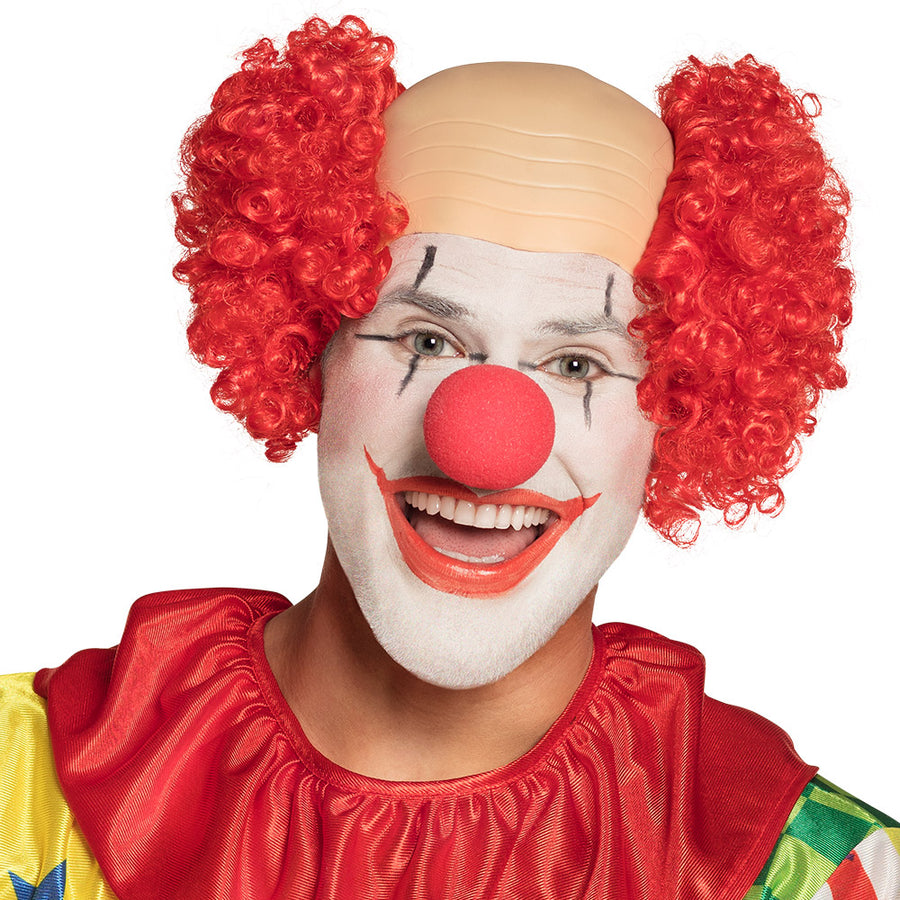 Boland pruik Clown Baldy rood