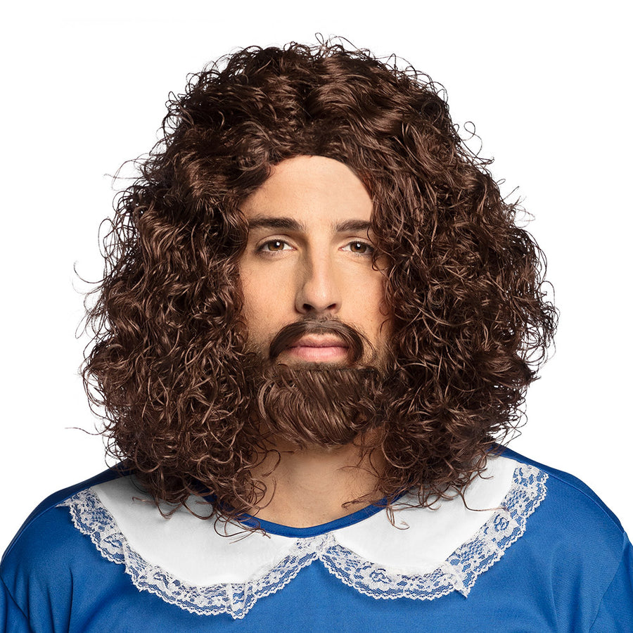 Boland pruik Musketier met snor en baard