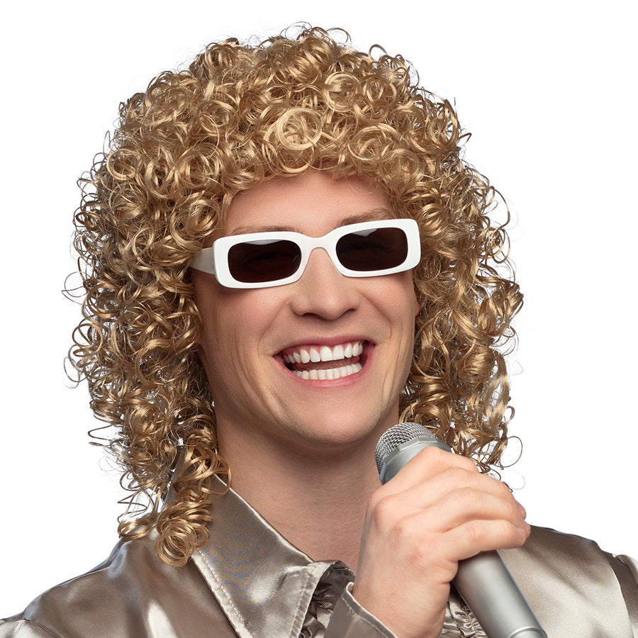 Boland pruik Singer met bril