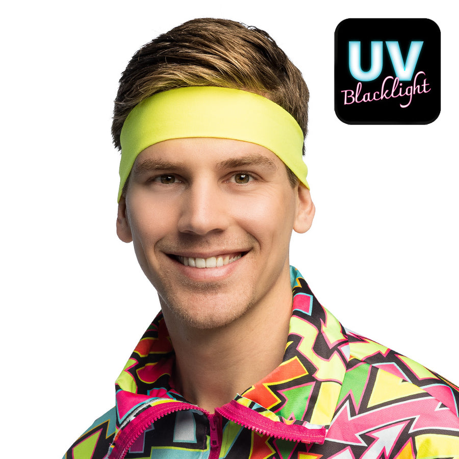 Boland hoofdband Retro neongeel