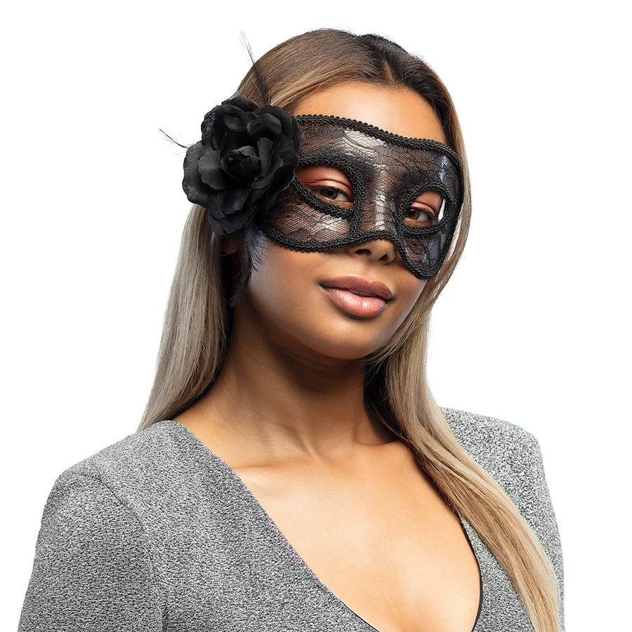 Boland kanten oogmasker Mystique zwart