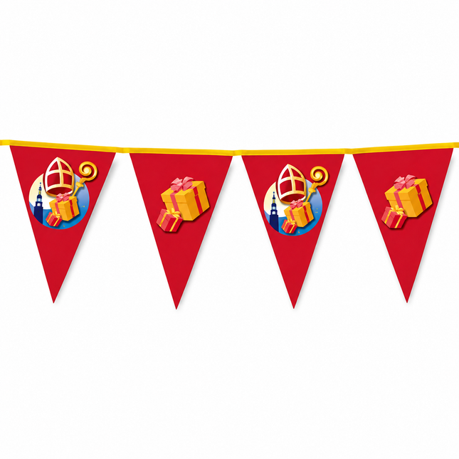Sinterklaas - Vlaggenlijn / slinger - 10 meter vlaggetjes