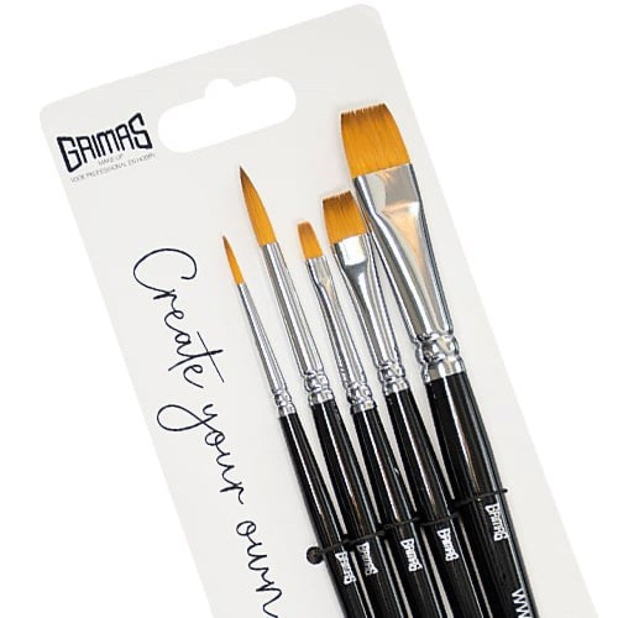 Grimas Schminkpenselenset rond/plat - 5 stuks