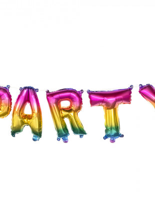 Foil balloon garland - 'PARTY' - 3 meters - rainbow