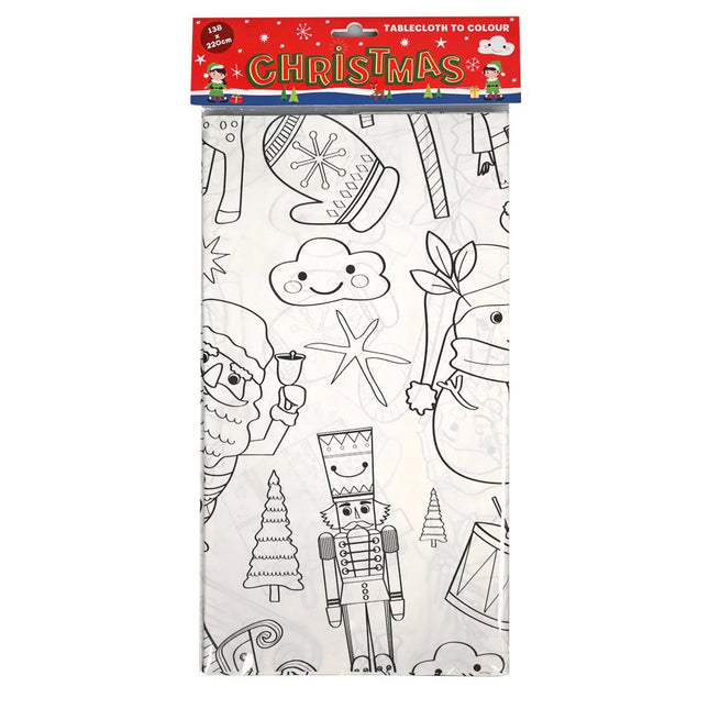 Kerst tafelkleed inkleurbaar - 220 x 138 cm