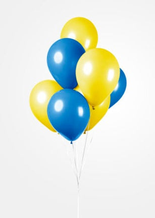 Ballonnen - 10 stuks - 30 cm - blauw / geel