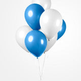 Ballonnen - 10 stuks - 30 cm - wit/blauw