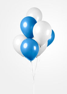 Ballonnen - 10 stuks - 30 cm - wit/blauw