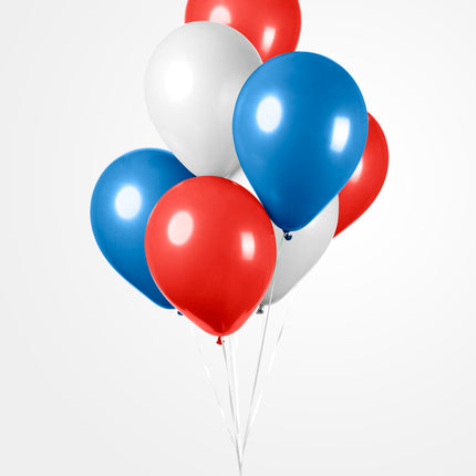 Ballonnen - 50 stuks - 30 cm - rood / wit / blauw