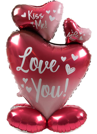 Standing Foil Balloon - Ombre Love - 3 hearts - 77 cm