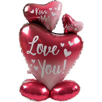 Staande Folieballon - Ombre Love - 3 harten - 77 cm