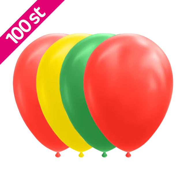 Ballonnen - 100 stuks - rood / geel / groen