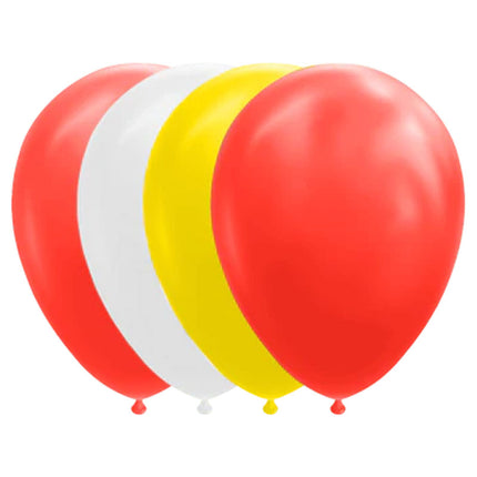 Ballonnen - 10 stuks - 30 cm - rood/geel/wit