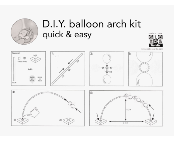 Ballonnen boog - 3 x 2,5 m - DIY