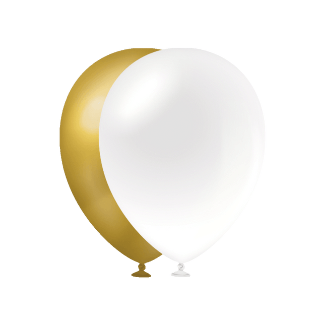 Ballonnen - 50 stuks - 30 cm - Goud Wit